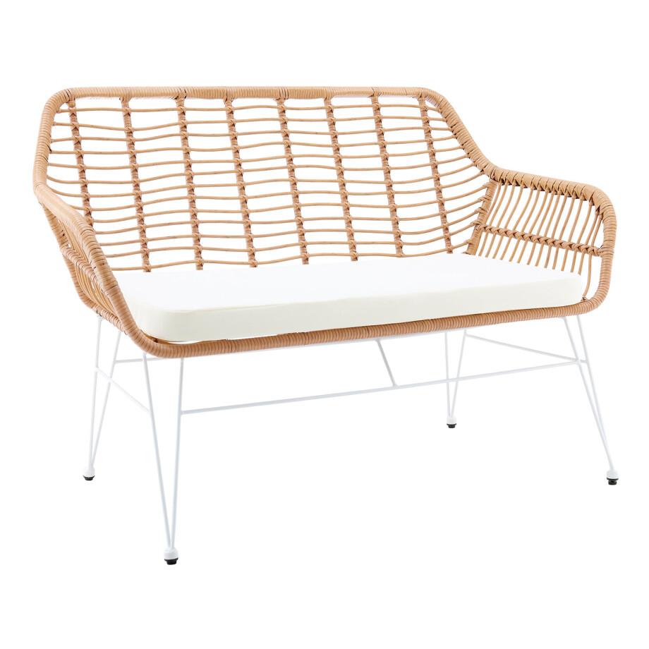 Artistiq Tuinbank 'Haris' 120cm, Rotanlook, kleur Wit Artistiq Tuinbank 'Haris' 120cm, Rotanlook, kleur Wit afbeelding 1