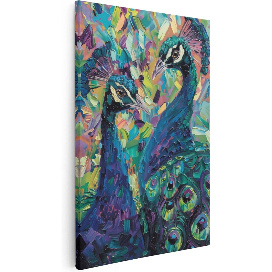 Artaza Canvas Schilderij Twee Pauwen met Kleurrijke Veren - Dieren - 40x60 cm - Wanddecoratie Woonkamer - Schilderijen - Muurdecoratie Artaza Canvas Schilderij Twee Pauwen met Kleurrijke Veren - Dieren - 40x60 cm - Wanddecoratie Woonkamer - Schilderijen - Muurdecoratie afbeelding 1