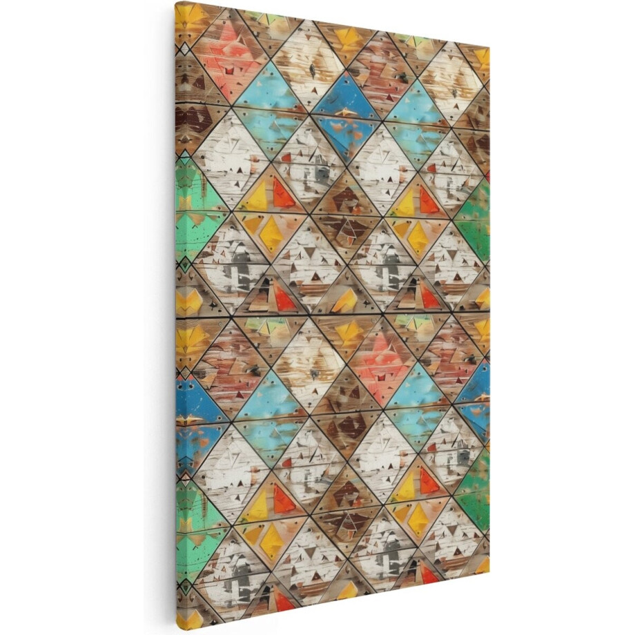 Artaza Canvas Schilderij Kleurrijke Houten Planken op een Muur - 40x60 cm - Wanddecoratie Woonkamer - Schilderijen - Muurdecoratie Artaza Canvas Schilderij Kleurrijke Houten Planken op een Muur - 40x60 cm - Wanddecoratie Woonkamer - Schilderijen - Muurdecoratie afbeelding 1