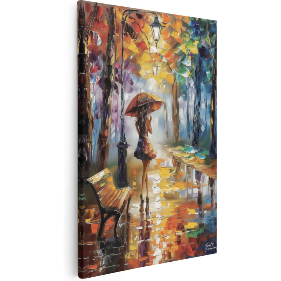 Artaza Canvas Schilderij Vrouw Met Paraplu - 40x60 cm - Wanddecoratie Abstract - Muurdecoratie Regen - Schilderijen Op Canvas Herfst Artaza Canvas Schilderij Vrouw Met Paraplu - 40x60 cm - Wanddecoratie Abstract - Muurdecoratie Regen - Schilderijen Op Canvas Herfst afbeelding 1
