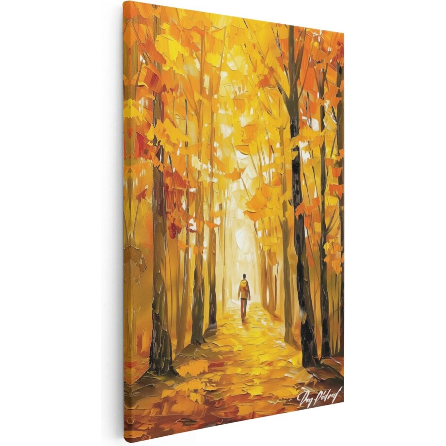 Artaza Canvas Schilderij Persoon in een Herfstbos - 40x60 cm - Wanddecoratie Woonkamer - Schilderijen - Muurdecoratie Artaza Canvas Schilderij Persoon in een Herfstbos - 40x60 cm - Wanddecoratie Woonkamer - Schilderijen - Muurdecoratie afbeelding 1
