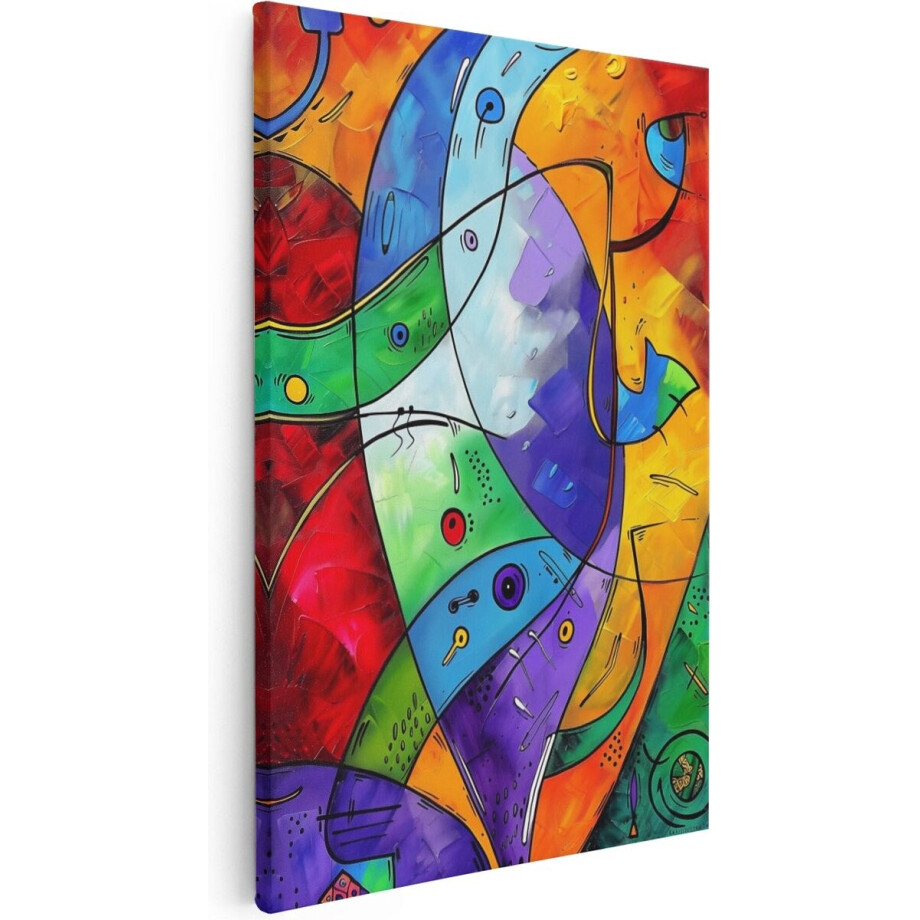 Artaza Canvas Schilderij Kleurrijk Abstract - 60x90 cm - Wanddecoratie Woonkamer - Schilderijen - Muurdecoratie afbeelding 1