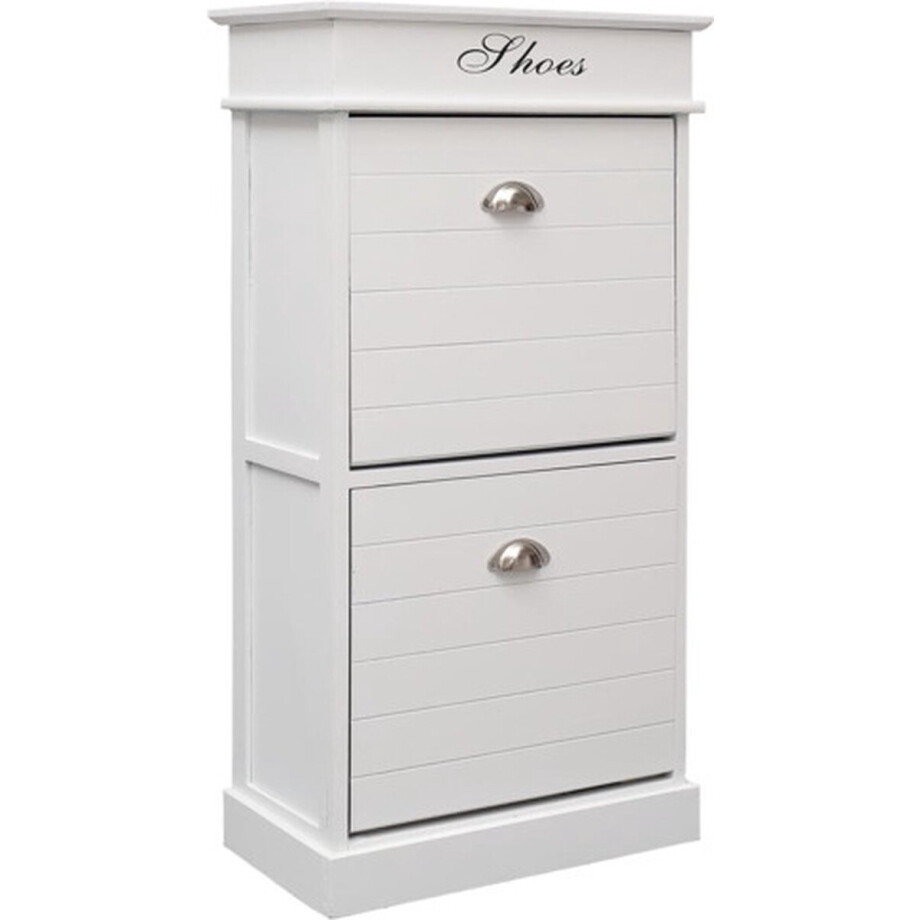 vidaXL - Schoenenkast - 50x28x98 - cm - paulowniahout - wit vidaXL - Schoenenkast - 50x28x98 - cm - paulowniahout - wit afbeelding 1