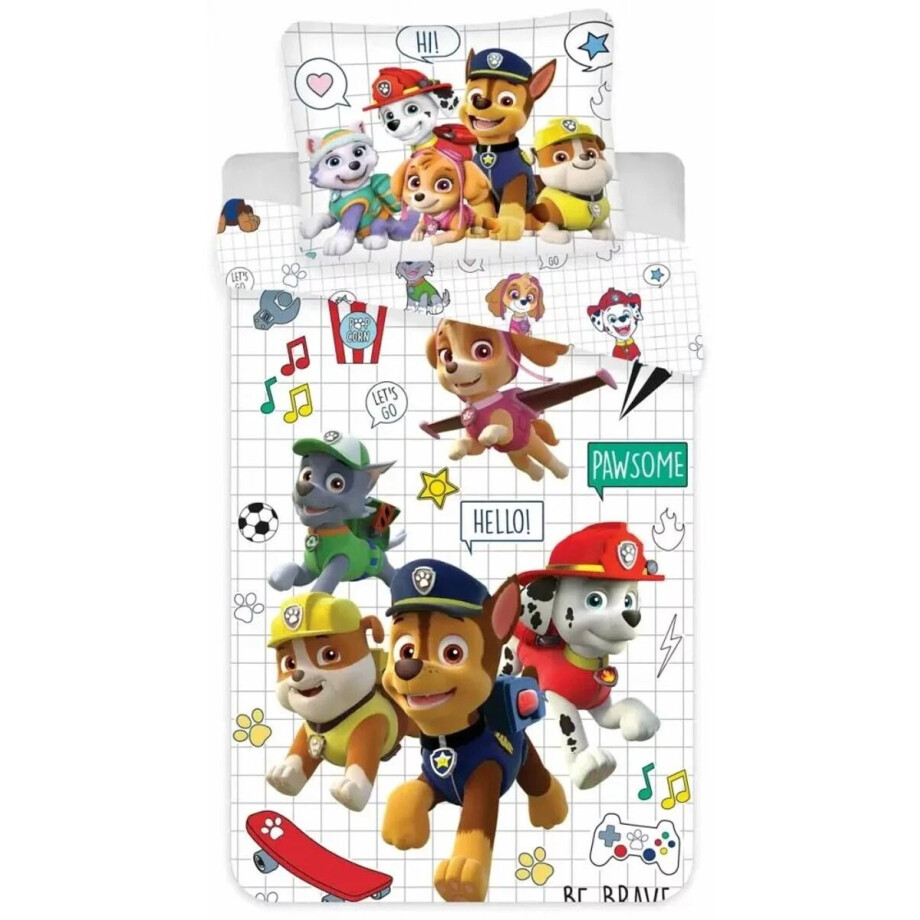 Paw patrol Peuterdekbedovertrek wit - 100 x 140 cm - Katoen afbeelding 1
