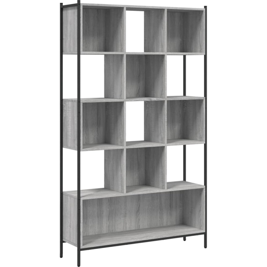 vidaXL - Boekenkast - 102x28x172 - cm - bewerkt - hout - grijs - sonoma - eikenkleurig afbeelding 1