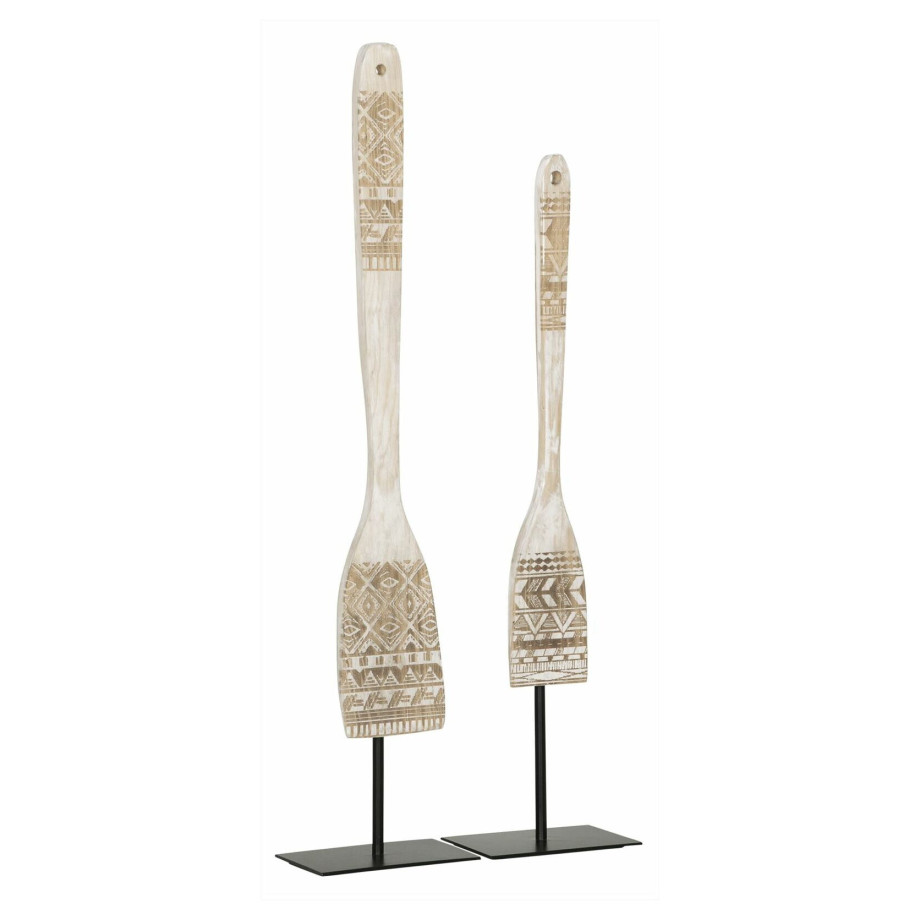 MUST Living Decoratie 'Tribal Spoon' Teakhout, Set van 2 stuks, kleur Wit afbeelding 1