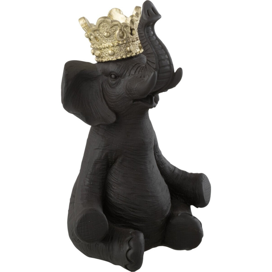 J-Line decoratie Olifant Kroon - polyresin - zwart/goud - small afbeelding 1