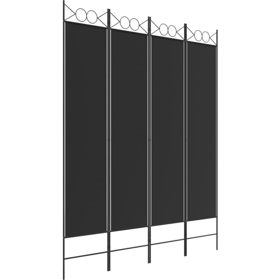 vidaXL - Kamerscherm - met - 4 - panelen - 160x200 - cm - stof - zwart vidaXL - Kamerscherm - met - 4 - panelen - 160x200 - cm - stof - zwart afbeelding 1