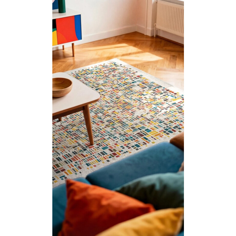 Wasbaar Binnen & Buiten Vloerkleed - 140 x 200 cm - Louis De Poortere Cubik United - Laagpolig Tapijt - Gerecycled PET - Made in Belgium - Circulair Wasbaar Binnen & Buiten Vloerkleed - 140 x 200 cm - Louis De Poortere Cubik United - Laagpolig Tapijt - Gerecycled PET - Made in Belgium - Circulair afbeelding 1