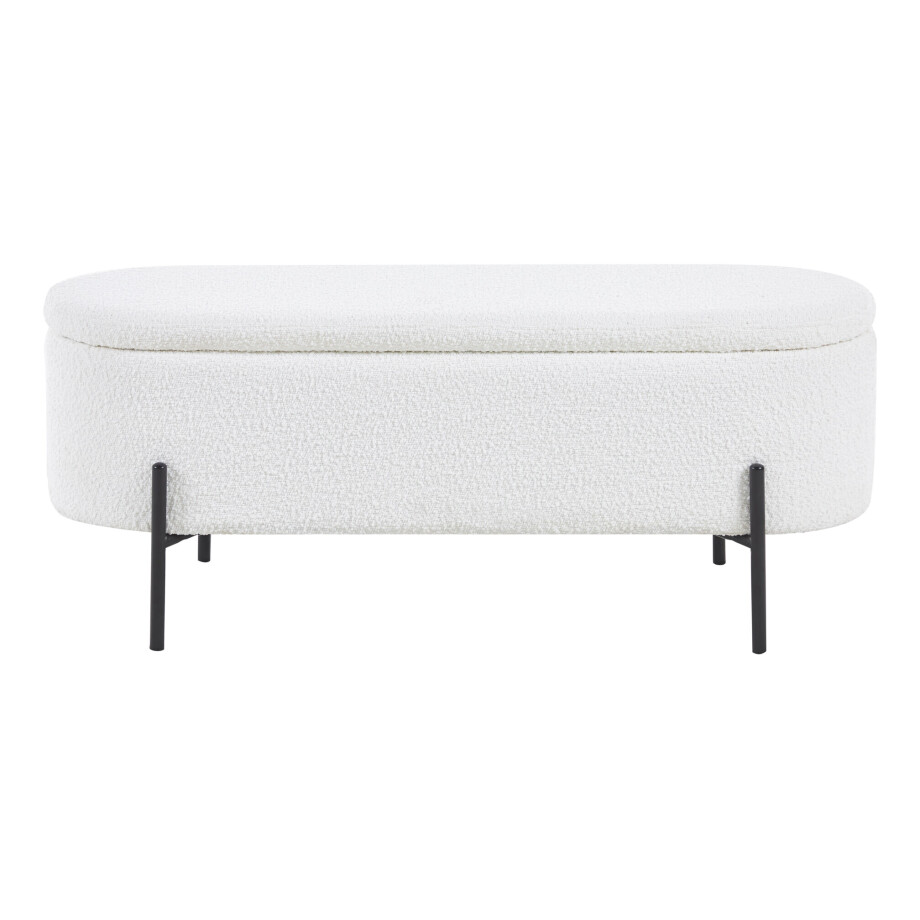 Artistiq bankje 'Clent' 110cm, Bouclé, kleur wit afbeelding 1