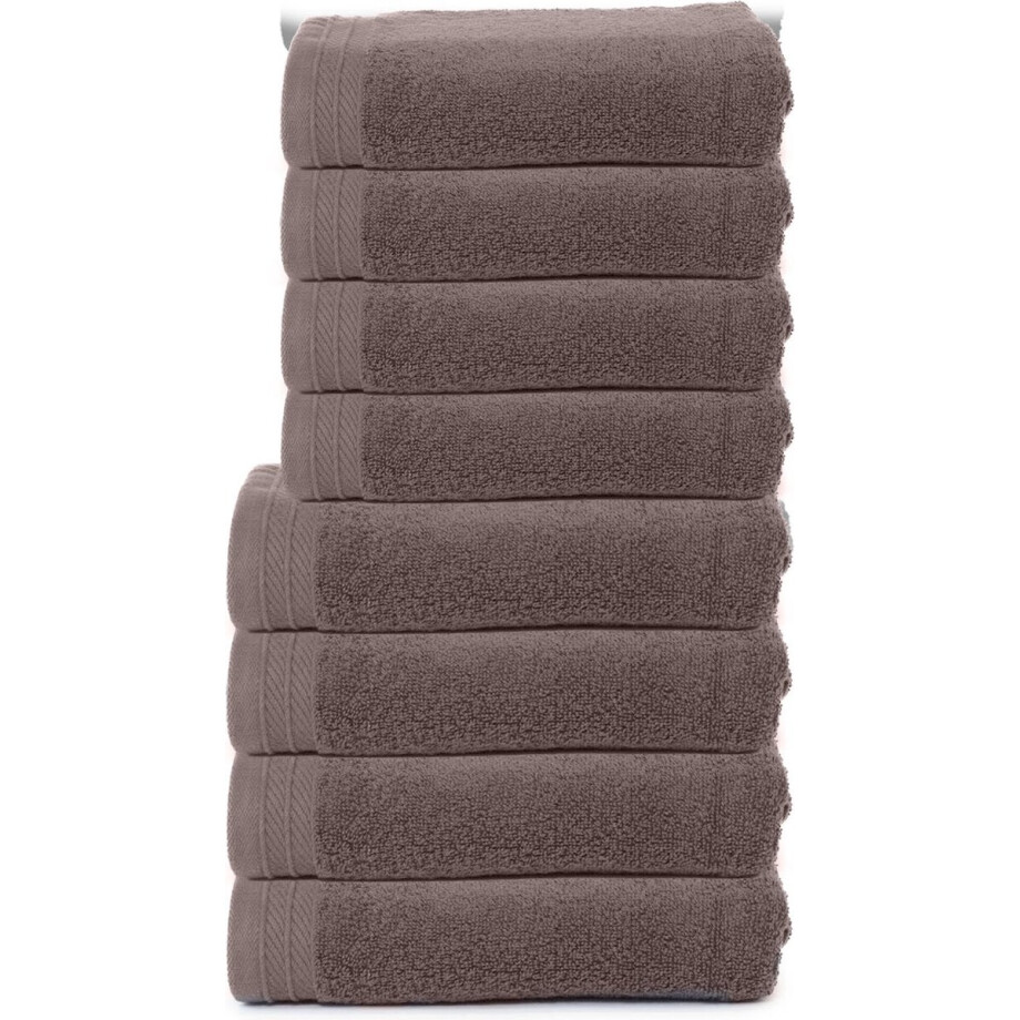 The One Towelling Organische Handdoeken Set - 8 stuks - 4x Badlakens, 4x Handdoeken - Hotelkwaliteit - Handdoekenset - Badhanddoek - 550gr/m2 - Katoen - Taupe afbeelding 1