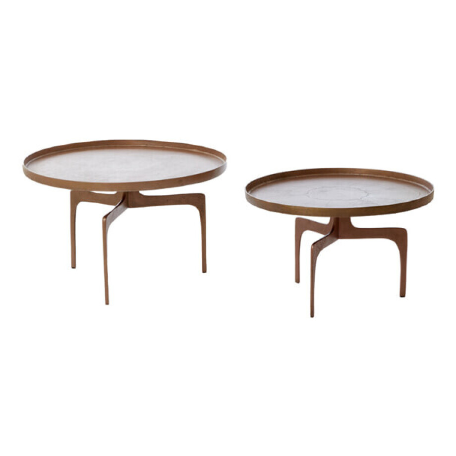 Light & Living Salontafel 'Pano' Set van 2 stuks, kleur Donker Brons afbeelding 