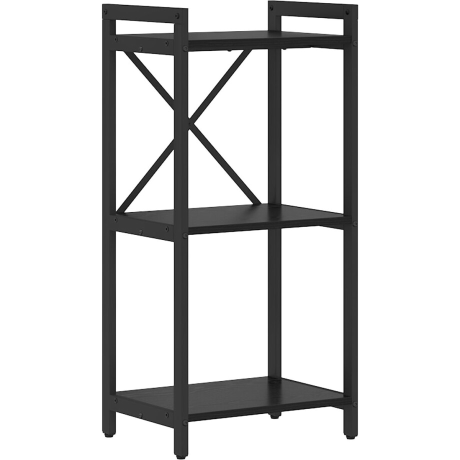 vidaXL - Boekenplank - 40 - x - 30 - x - 85 - cm - Bewerkt - hout - Zwart - Eiken afbeelding 1