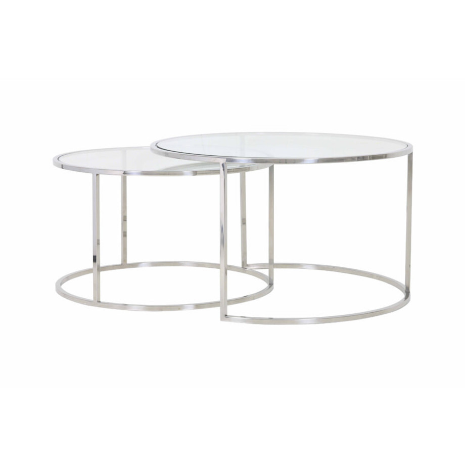 Light & Living Salontafel 'Duarte' Set van 2 stuks, nikkel+glas afbeelding 1