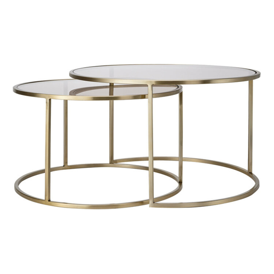 Light & Living Salontafel 'Duarte' Set van 2 stuks, kleur Goud/Lichtbruin afbeelding 1