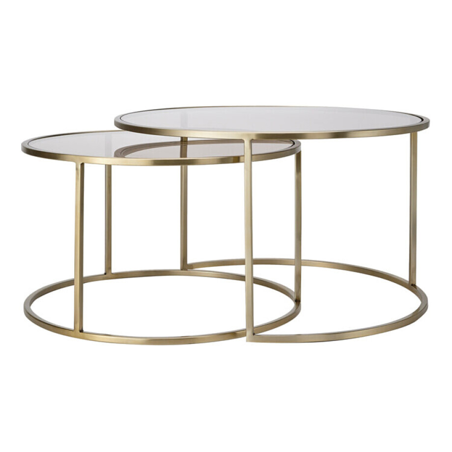 Light & Living Salontafel 'Duarte' Set van 2 stuks, kleur Goud/Lichtbruin Light & Living Salontafel 'Duarte' Set van 2 stuks, kleur Goud/Lichtbruin afbeelding 1