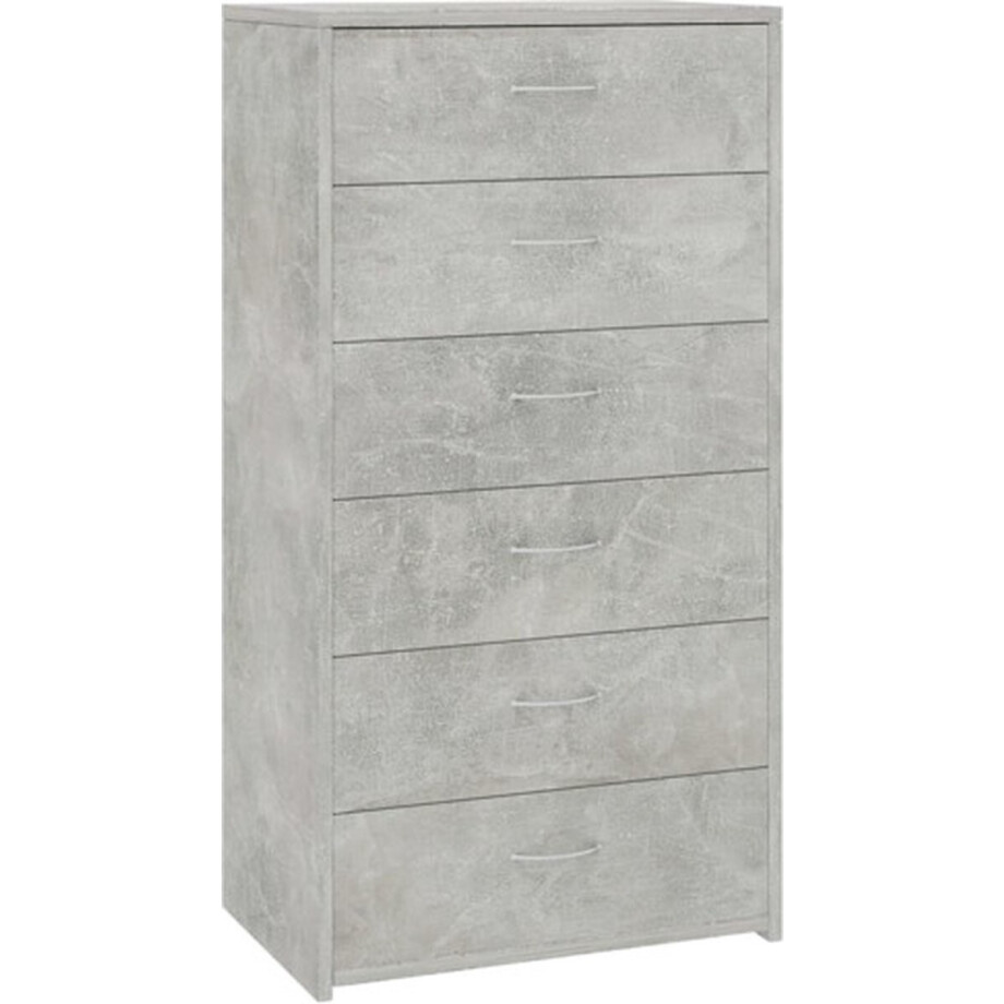 vidaXL - Dressoir - met - 6 - lades - 50x34x96 - cm - bewerkt - hout - betongrijs vidaXL - Dressoir - met - 6 - lades - 50x34x96 - cm - bewerkt - hout - betongrijs afbeelding 1
