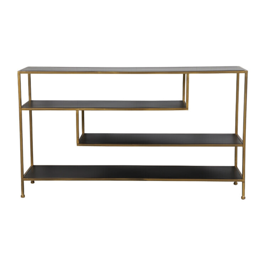 Light & Living Sidetable 'Ylaya' open, mat zwart-goud afbeelding 1