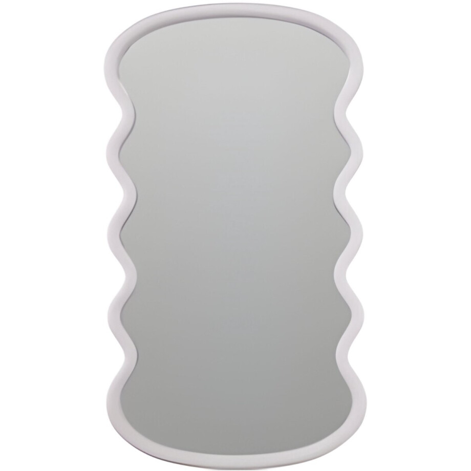H&S Collection Spiegel / Wandspiegel - wave - wit - 55 x 30 cm - decoratief - golfvorm H&S Collection Spiegel / Wandspiegel - wave - wit - 55 x 30 cm - decoratief - golfvorm afbeelding 1