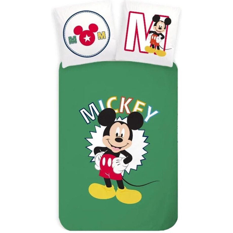 Mickey Mouse Dekbedovertrek Groen- Eenpersoons - 140 x 200 cm - Katoen Mickey Mouse Dekbedovertrek Groen- Eenpersoons - 140 x 200 cm - Katoen afbeelding 1