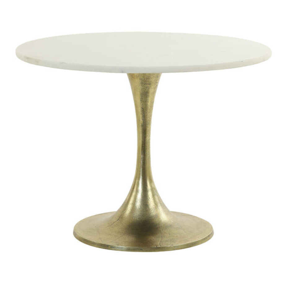Light & Living Bijzettafel 'Rickerd' Ø61cm, wit marmer+antiek brons Light & Living Bijzettafel 'Rickerd' Ø61cm, wit marmer+antiek brons afbeelding 1