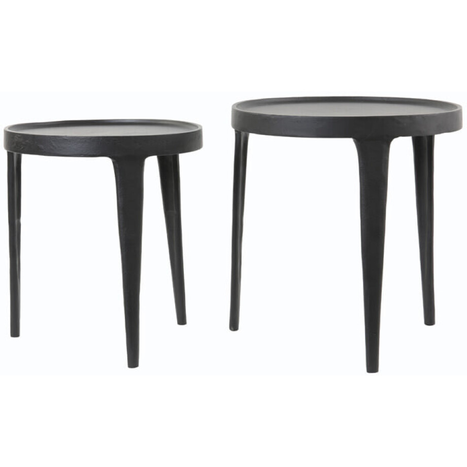 Light & Living Bijzettafel 'Tobias' Set van 2 stuks, zwart Light & Living Bijzettafel 'Tobias' Set van 2 stuks, zwart afbeelding 1