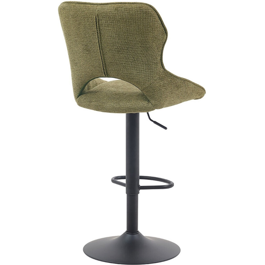 Barstoel Morris - 51x53x100-121cm - verstelbaar - groene stof - Rousseau - Barstoel - Groen - Stof; Polyester; Metaal - Set van 2 afbeelding 1