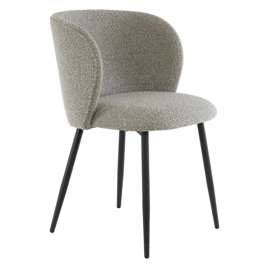 Light & Living Eetkamerstoel 'Elyna' Bouclé, kleur Grijsbruin afbeelding 1
