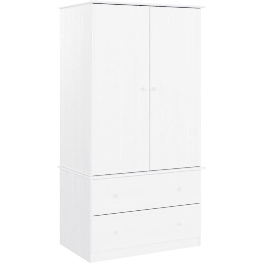 vidaXL - Kledingkast - ALTA - 90x55x170 - cm - massief - grenenhout - wit vidaXL - Kledingkast - ALTA - 90x55x170 - cm - massief - grenenhout - wit afbeelding 1
