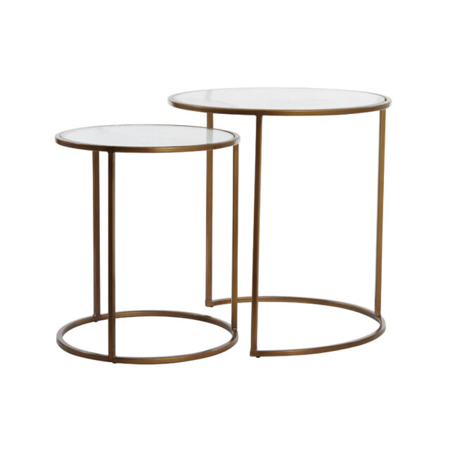 Light & Living Ronde Bijzettafel 'Ferati' Glas, Set van 2 stuks Light & Living Ronde Bijzettafel 'Ferati' Glas, Set van 2 stuks afbeelding