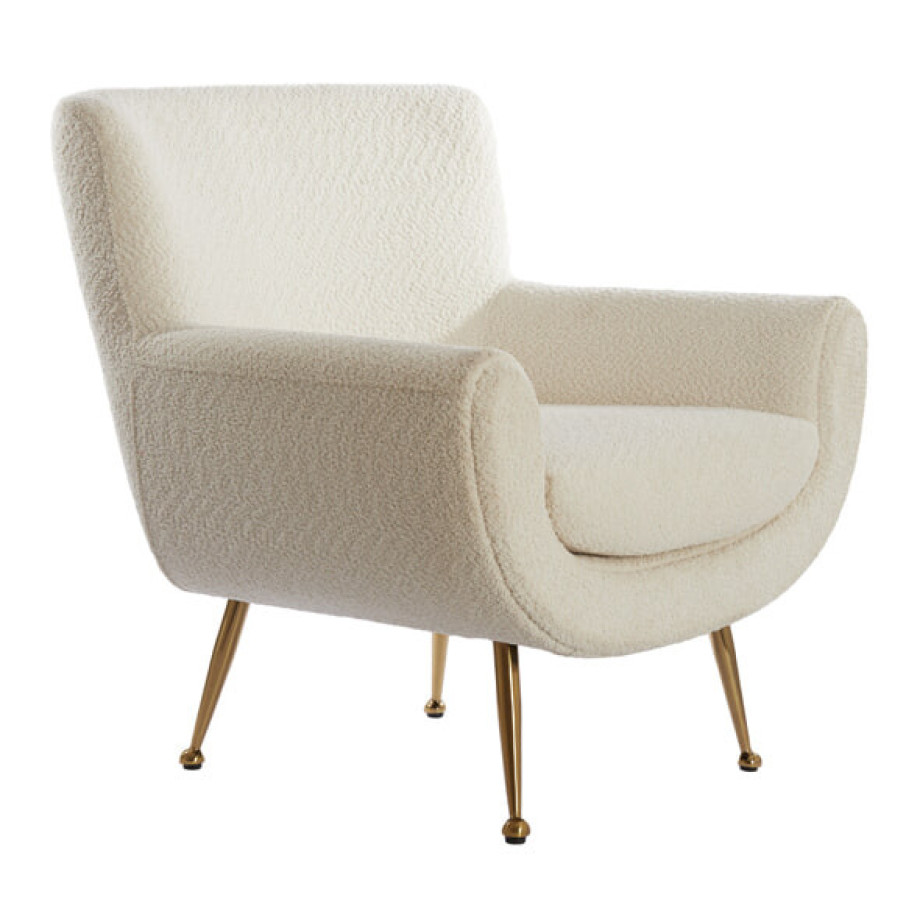 Light & Living Fauteuil 'Vinstra' Bouclé, kleur Wit afbeelding 1