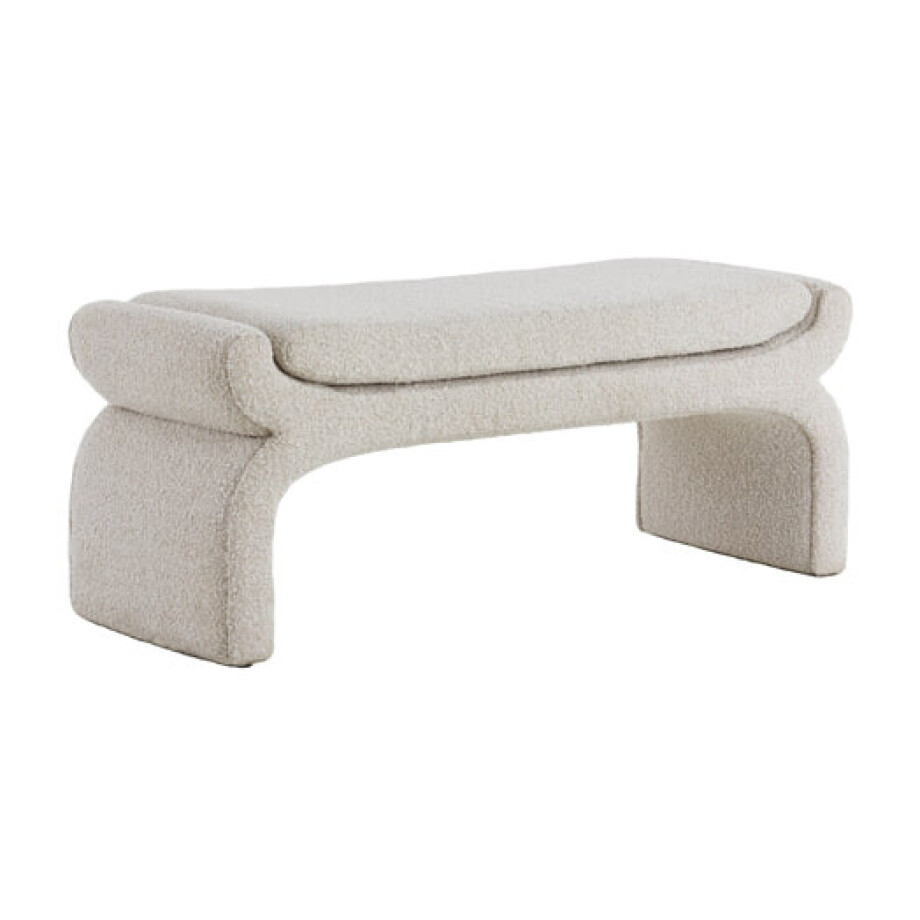 Light & Living Bankje 'Nafya' Bouclé, 119cm, kleur Beige Light & Living Bankje 'Nafya' Bouclé, 119cm, kleur Beige afbeelding 1