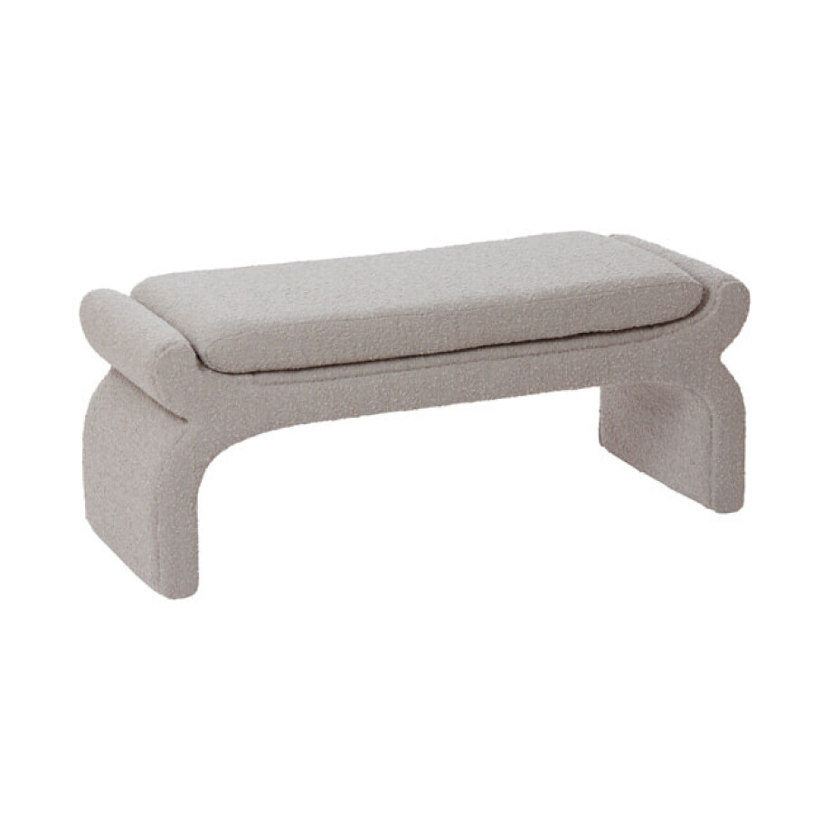 Light & Living Bankje 'Nafya' Bouclé, kleur Taupe Light & Living Bankje 'Nafya' Bouclé, kleur Taupe afbeelding 1