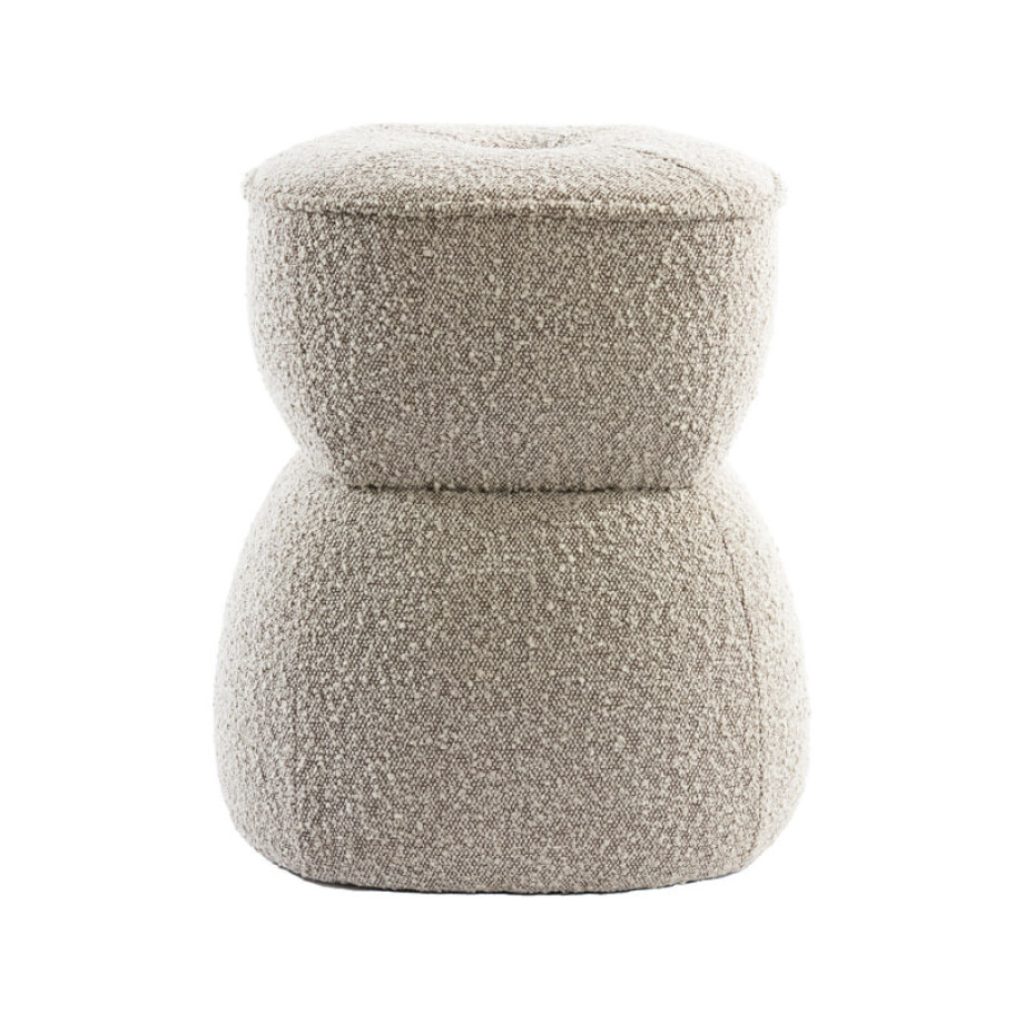 Light & Living Poef 'Leyla' Bouclé, kleur Beige afbeelding 1