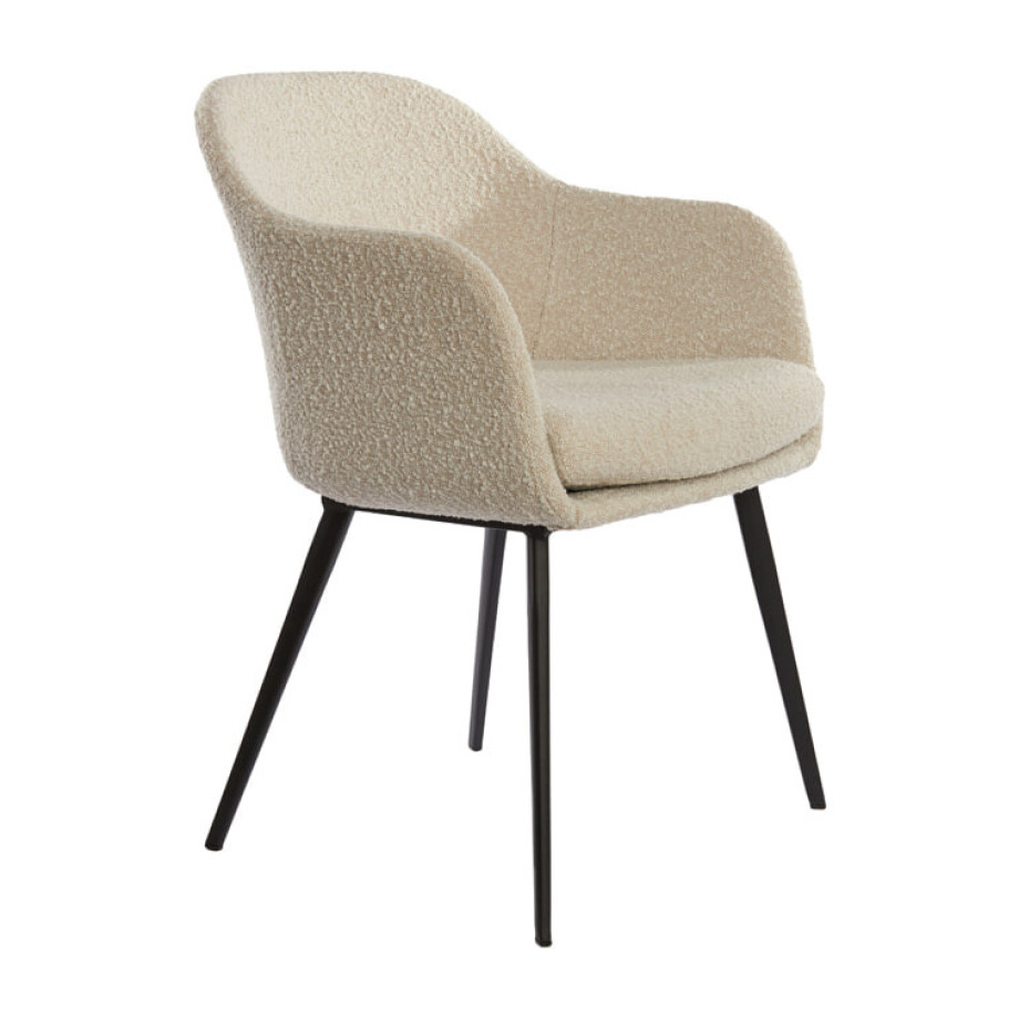 Light & Living Eetkamerstoel 'Leone' Bouclé, kleur Beige afbeelding 1