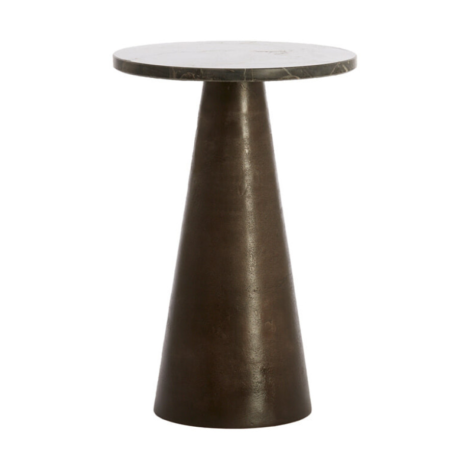 Light & Living Ronde Bijzettafel 'Ynez' Marmer, 36cm, kleur Donkerbruin afbeelding 1