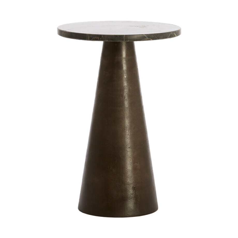 Light & Living Ronde Bijzettafel 'Ynez' Marmer, 36cm, kleur Donkerbruin Light & Living Ronde Bijzettafel 'Ynez' Marmer, 36cm, kleur Donkerbruin afbeelding 1
