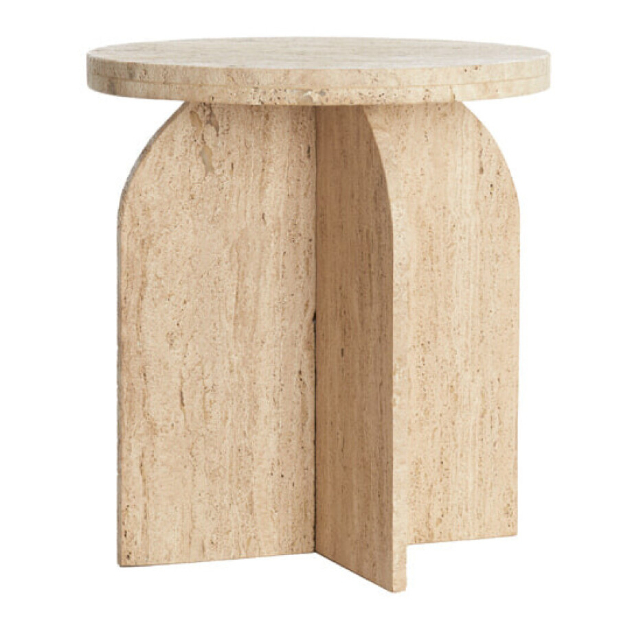 Light & Living Bijzettafel 'Otinia' Travertin, 48cm hoog, kleur Zand afbeelding 1