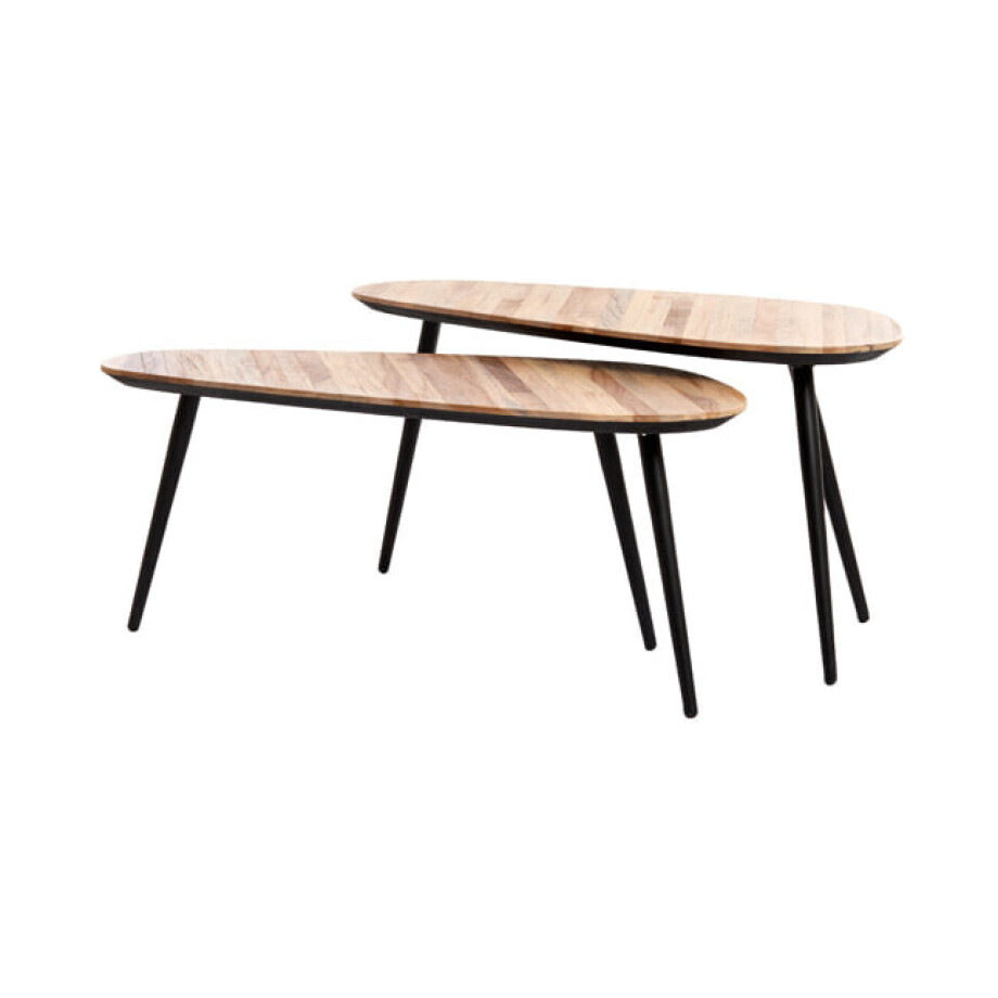 Light & Living Salontafel 'Viejo' Hout en metaal, Set van 2 stuks, kleur Licht hout Light & Living Salontafel 'Viejo' Hout en metaal, Set van 2 stuks, kleur Licht hout afbeelding 1