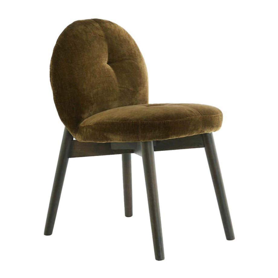 Light & Living Eetkamerstoel 'Sinosa' Velvet, kleur Olijfgroen afbeelding 1