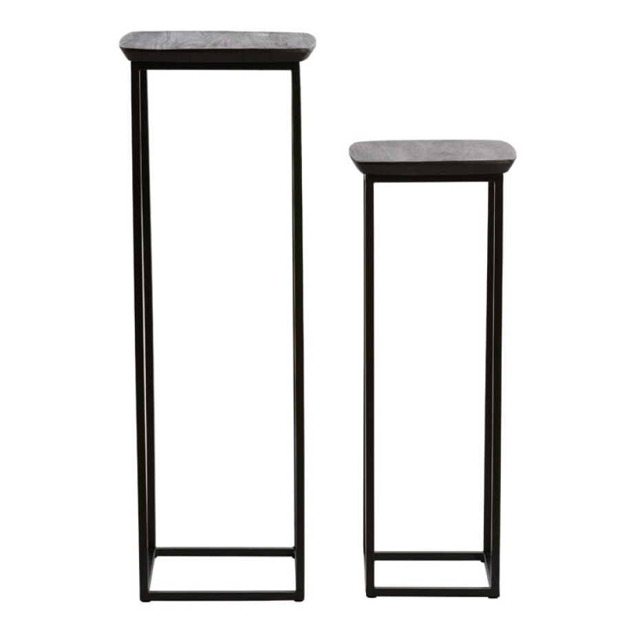 Light & Living Zuil 'Quenza' Acaciahout, Set van 2 stuks, kleur Zwart Light & Living Zuil 'Quenza' Acaciahout, Set van 2 stuks, kleur Zwart afbeelding 1