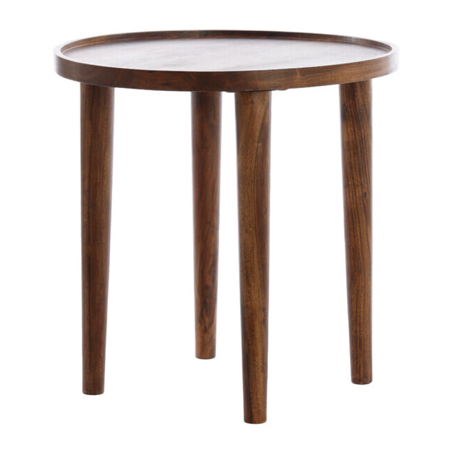 Light & Living Ronde Bijzettafel 'Qiano' Acaciahout, Ø45cm afbeelding 