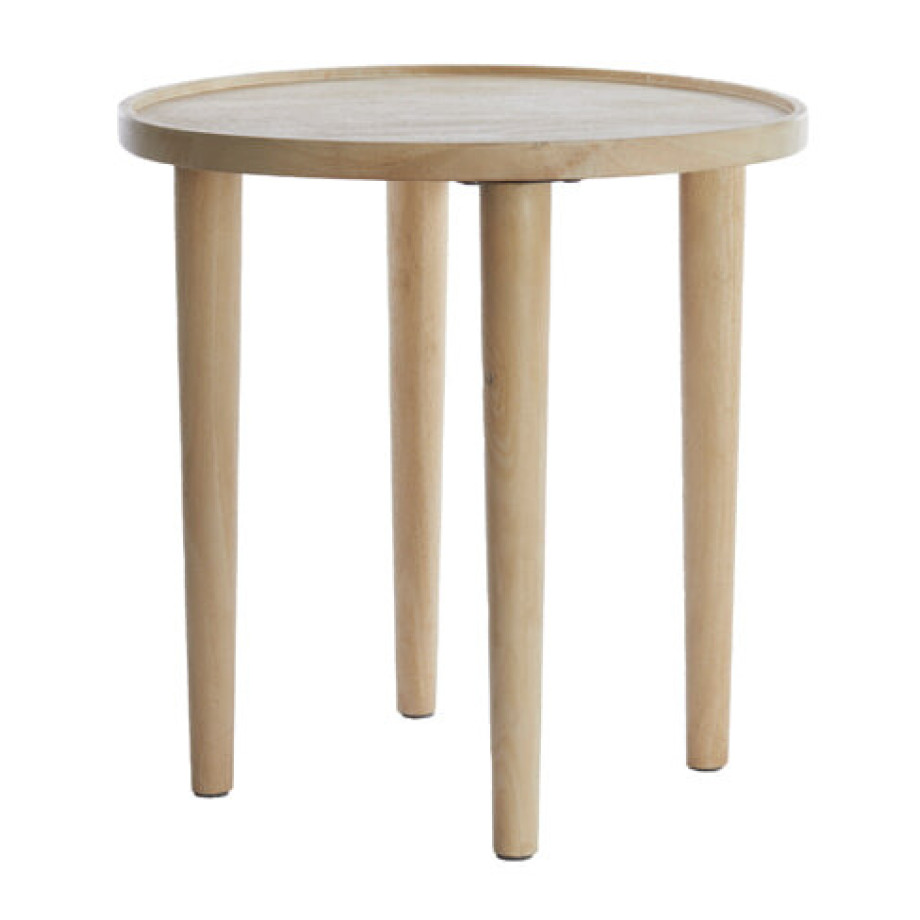 Light & Living Ronde Bijzettafel 'Qiano' Mangohout, 49cm, kleur Naturel afbeelding 