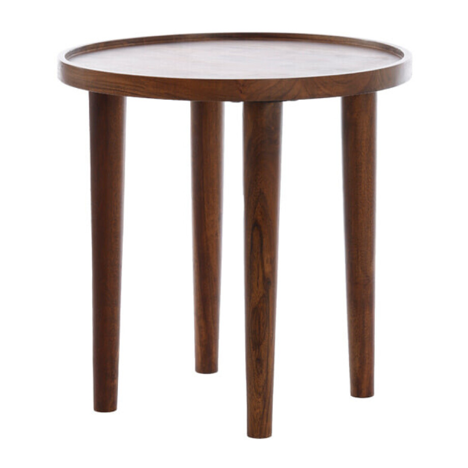 Light & Living Ronde Bijzettafel 'Qiano' Acaciahout, Ø49cm afbeelding 