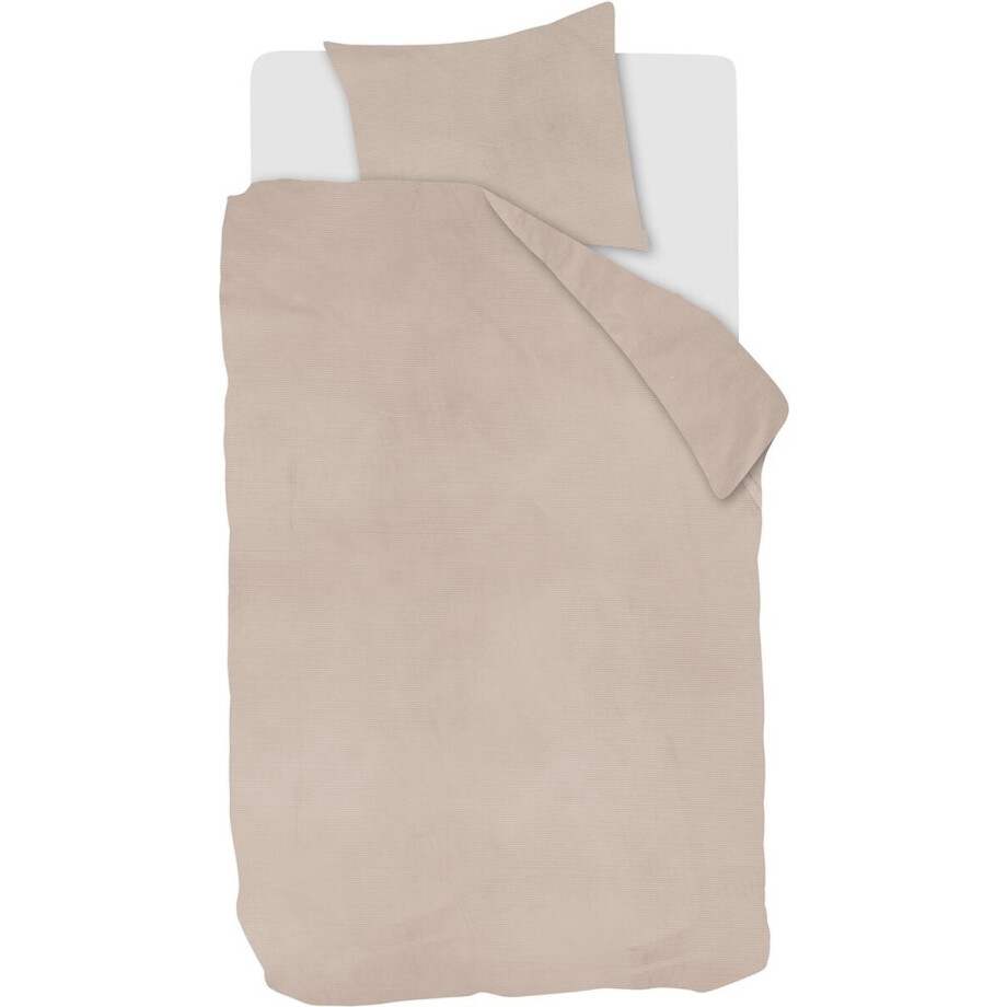 At Home by Beddinghouse Cosy Corduroy dekbedovertrek - Effen - Eenpersoons - 140x200/220 cm - Off-white afbeelding 1