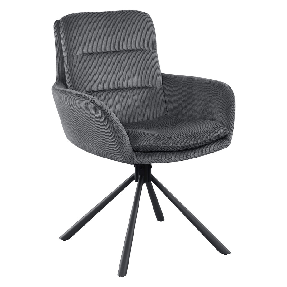 Artistiq Draaibare Eetkamerstoel 'Lashon' Rib, kleur Donkergrijs afbeelding 1
