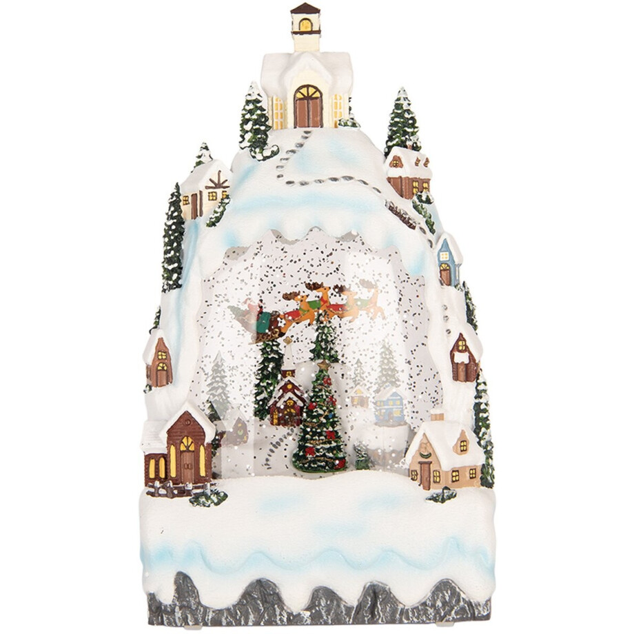 Clayre & Eef Kerstdecoratie met LED-verlichting en muziek 15x9x27 cm / 3xAA Wit Kunststof afbeelding 1