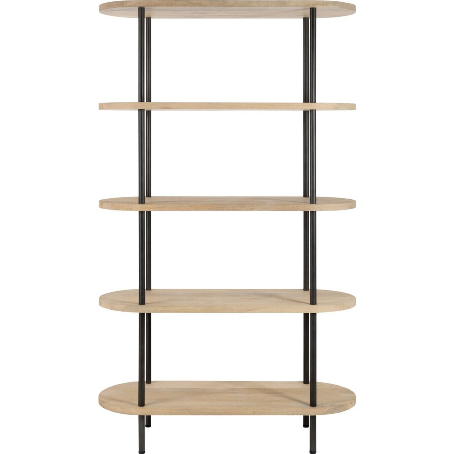 J-Line rek Eli 5 Planken - hout/staal - naturel/grijs afbeelding 1