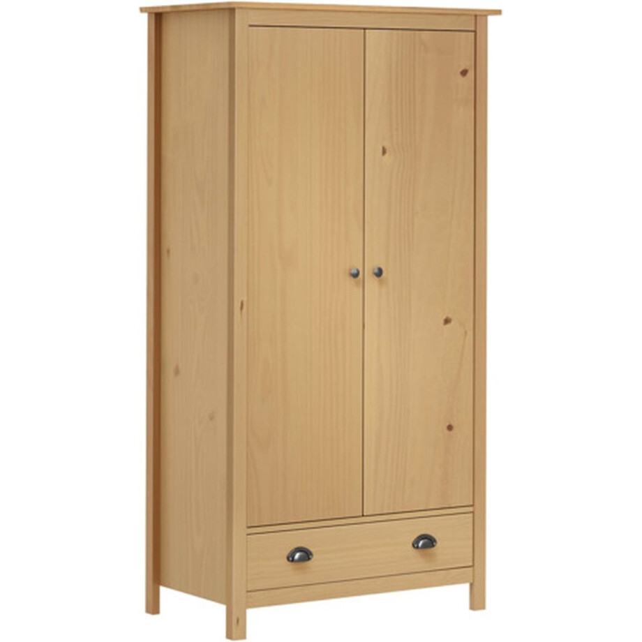 vidaXL - Kledingkast - Hill - 2 - deuren - 89x50x170 - cm - massief - grenenhout afbeelding 1