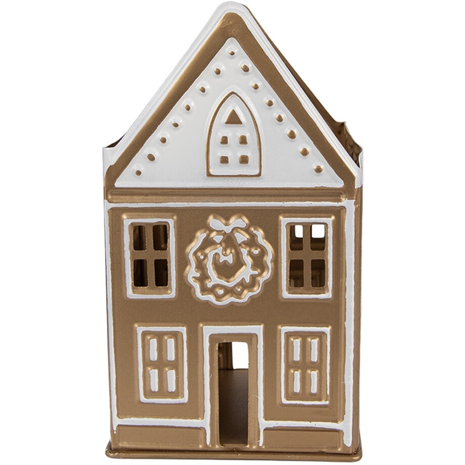 Clayre & Eef Waxinelichthouder Huis 12x11x22 cm Goudkleurig Metaal afbeelding 1